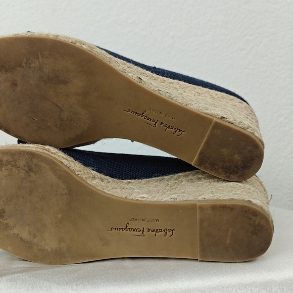 Salvatore Ferragamo Darley Espadrille Blue Denim Wedges Size 5C Women's - Picture 16 of 16